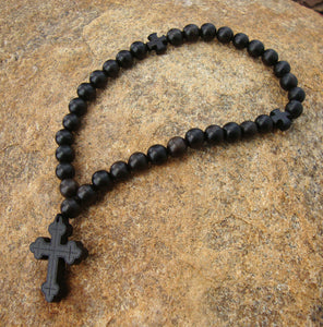Wood Prayer Rope - Black Ebony Wood 33-Bead - Bead size 8 mm
