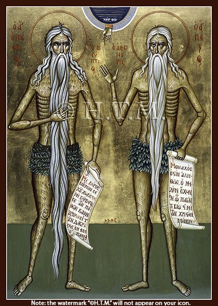 Orthodox Icon Saint Onuphrius and Saint Peter of Mount Athos