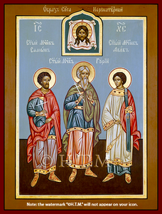 Orthodox Icon Saint Shamuna, Saint Guria, and Saint Habib