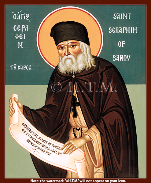 Orthodox Icon Saint Seraphim of Sarov with English scroll