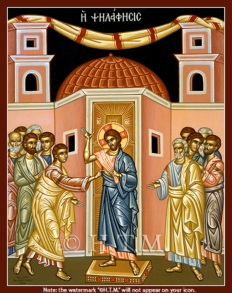 Orthodox Icons of Jesus Christ Thomas Sunday - Jesus Christ and Saint Thomas Touch Me and Believe.