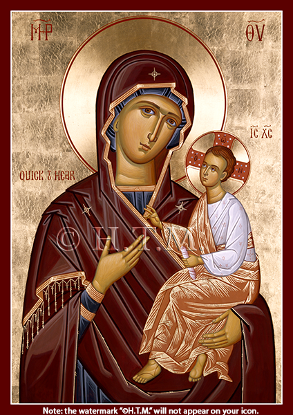 Orthodox Icon of Theotokos Quick to Hear (English) - Mother of God - MPOV