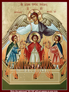 Orthodox Icon The Three Holy Children in the Furnace: Saint Ananias, Saint Azarias, and Saint Misael