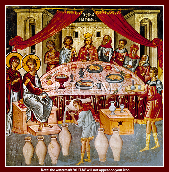 Orthodox Icons of Jesus Christ Wedding at Cana - Jesus Christ and Mother of God - MPOV