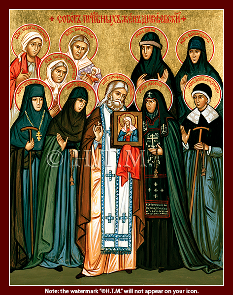 Orthodox Icon Saint Seraphim and the Synaxis of the Righteous Nuns of Diveyevo