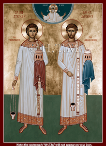 Orthodox Icon Saint Laurence and Saint Stephen - Archdeacons