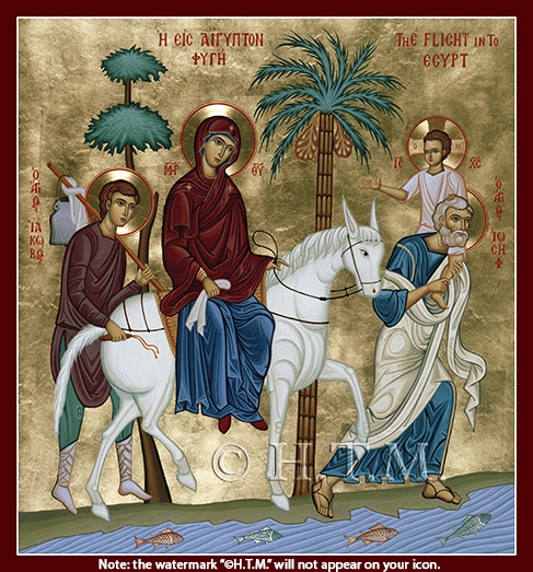Orthodox Icons Flight into Egypt - Jesus Christ, Joseph, and Theotokos Mother of God Orthodox Bookstore