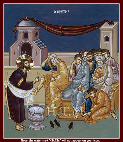 Orthodox Icons of Jesus Christ Washing of the Disciples' Feet - Jesus Christ and the apostles