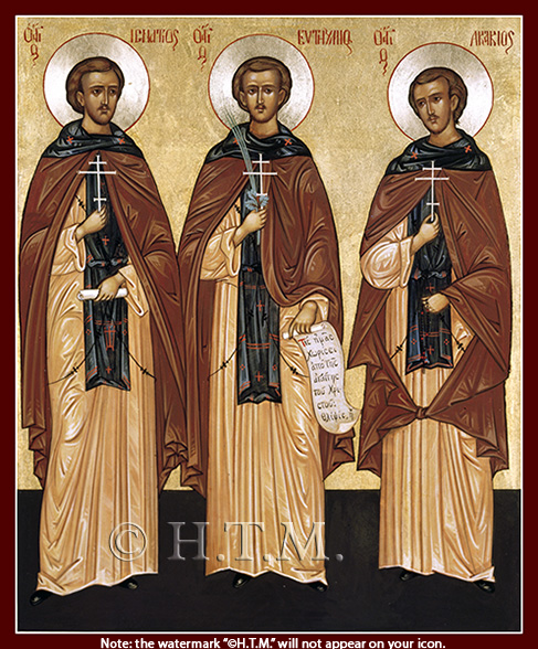 Orthodox Icon Saint Euthymius, Saint Ignatius, and Saint Acacius