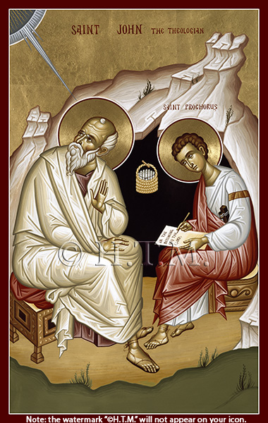 Orthodox Icon Saint John the Theologian and Saint Prochorus - Cave of Revelation