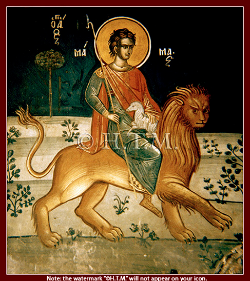 Orthodox Icon Saint Mamas on a Lion