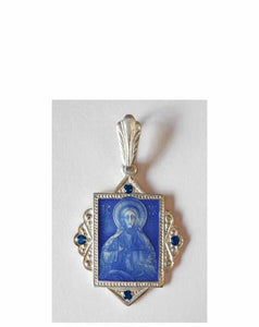 Christ Pendant with Blue Enamel - Medallion