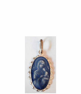 Theotokos Pendant with Blue Enamel - Medallion