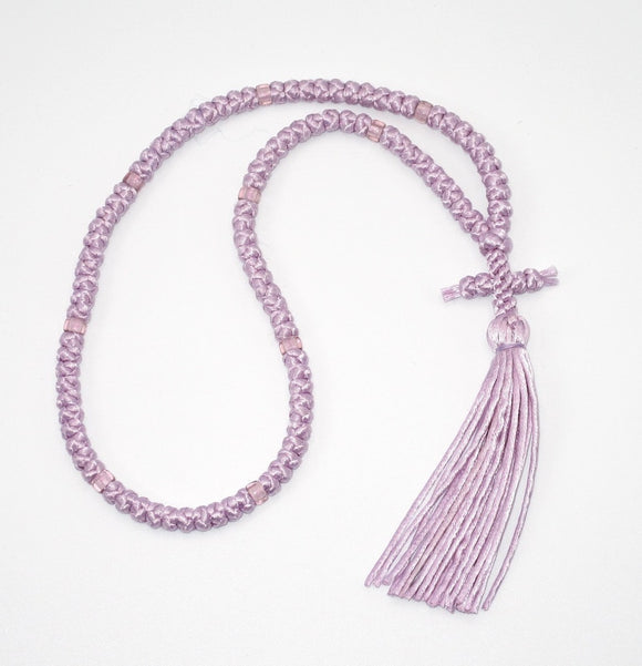 Colorful Satin Prayer Ropes - Lavender - 33, 50, or 100 Knot