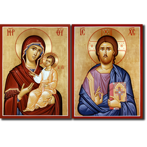 Orthodox Icons Matching Set - Jesus Christ and Theotokos