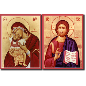 Orthodox Icons Matching Set - Jesus Christ Light-Giver and Theotokos Kardiotissa