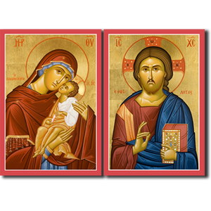 Orthodox Icons Matching Set - Theotokos: Sweet-Kissing and Jesus Christ: Light-Giver