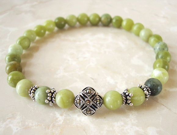 Semi-Precious Stone Olive Jade Prayer Bracelet