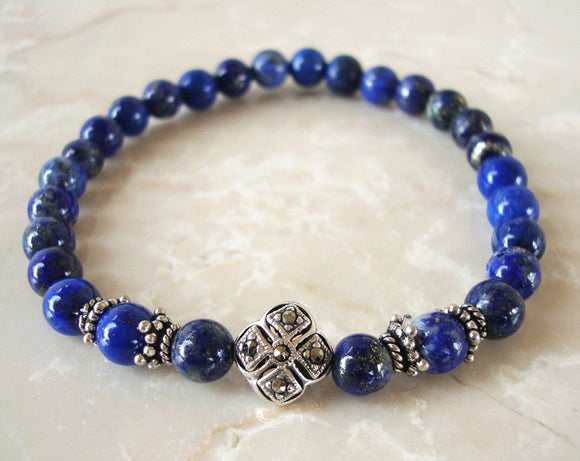 Semi-Precious Stone Lapis Lazuli Prayer Bracelet