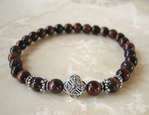 Semi-Precious Stone Red Tiger eye Prayer Bracelet