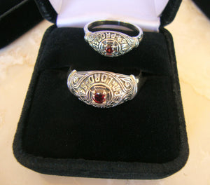 Orthodox Christian Jewelry Rings - Lord Save & Protect Ring - Sterling Silver with Garnet - Men's Sizes 8,9,10,11,12,14 - Jewelry