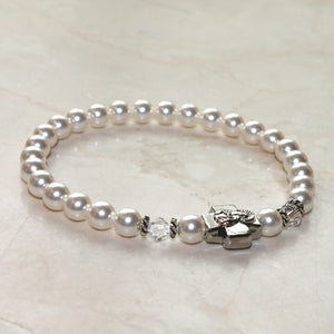 Wedding Prayer bracelet - Snow White Swarovski Pearl Prayer Bracelet