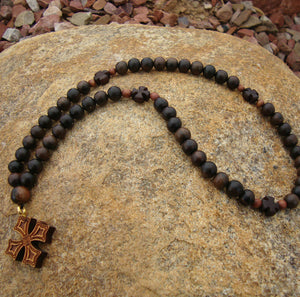 Wood Prayer Rope - Tiger Ebony 50-Bead - Bead Size 6 or 8 mm