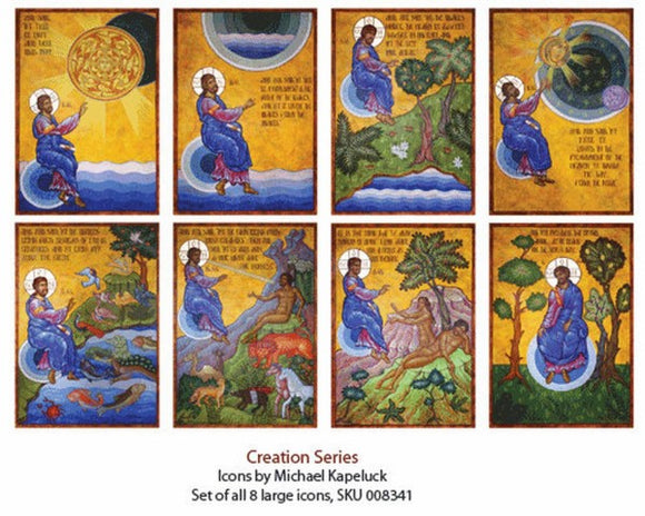 Orthodox Icons of Jesus Christ Creation Series, set of 8 large icons