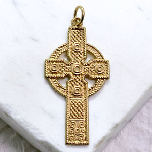 Kilklispeen Celtic Cross - Handcrafted 14kt Gold Cross Pendant