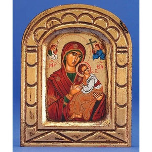 Orthodox Icons Theotokos Lady of Perpetual Help - Mother of God - Hand Painted Icon - Carved Arch