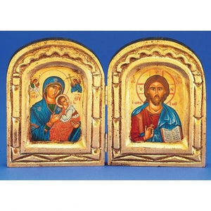 Orthodox Icons Diptych - Mother of God Perpetual Help and Jesus Christ the Teacher - Handed Painted Orthodox Bookstore