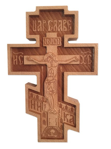 Wood Wall Cross, 8 inch three-bar
