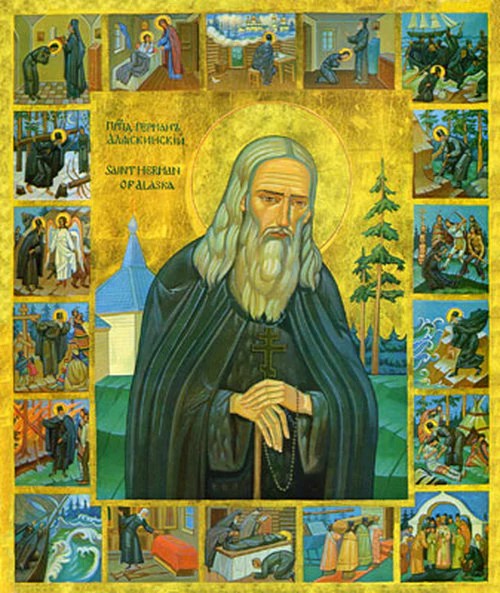 Orthodox Icon Saint Herman of Alaska (with scenes from his life)