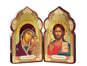 Orthodox Icons Diptych: Virgin of Kazan and Jesus Christ Blessing Orthodox Bookstore