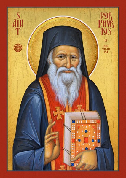 Orthodox Icon Saint Porphyrios of Kavsokalivia (red epitrachilion)