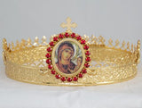 Gold-Plated Wedding Crowns with Icon Roundels - Orthodox Christian Wedding Gift