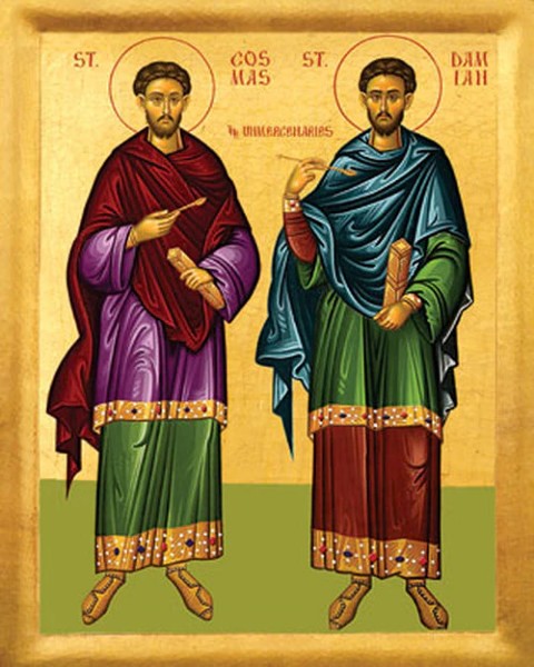Orthodox Icon Saint Cosmas and Saint Damian the Unmercenaries