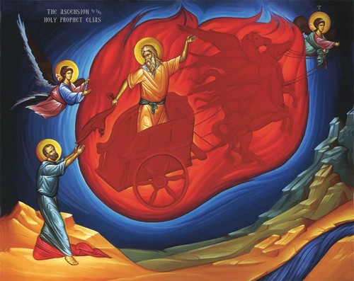 Orthodox Icon Saint Elijah - The Ascension of the Holy Prophet Elijah