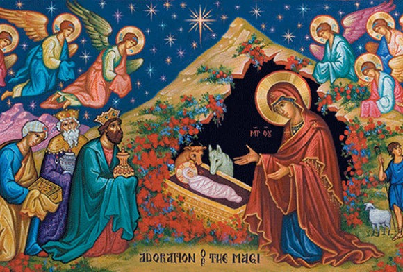 Adoration of the Magi, pack of 15 Orthodox Christmas Cards with envelopes