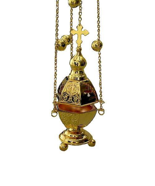 Hexagonal Censer w/Jinglers - Gold Plated - Ordination and Clergy Gifts