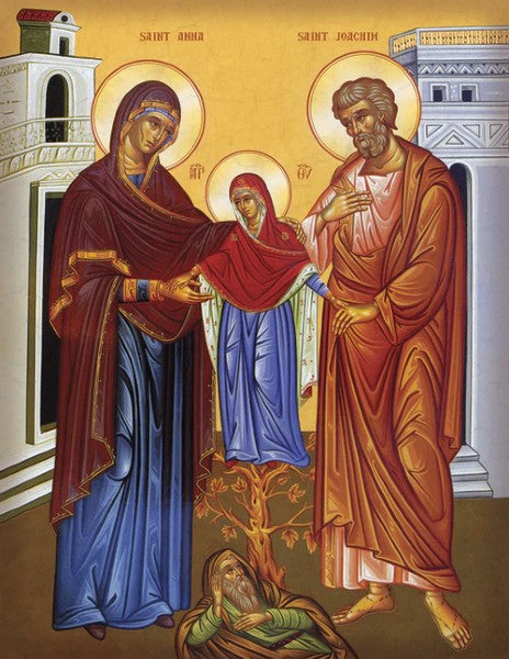 Orthodox Icons of Theotokos Saint Joachim, Saint Anna,