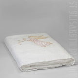 Large Cotton Terry Towel with Embroidered Guardian Angel: Pink - Baptismal Gift - Embroidery