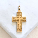 Russian Orthodox Baptismal Cross - Handcrafted Solid 14kt Gold Cross Pendant