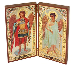 Orthodox Icons Diptych: St Michael and Guardian Angel