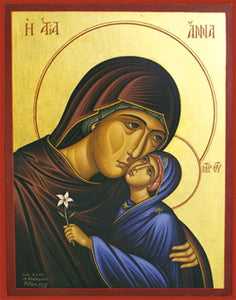 Orthodox Icon Saint Anna and her child Mary - Christ's Grandmother and Mother
