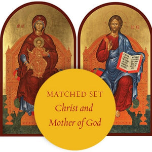 Orthodox Icons Matching set: Jesus Christ Enthroned & Virgin Enthroned