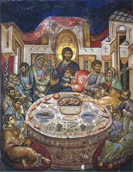 Orthodox Icons of Jesus Christ Mystical Supper - 14th c. Vatopedi Monastery