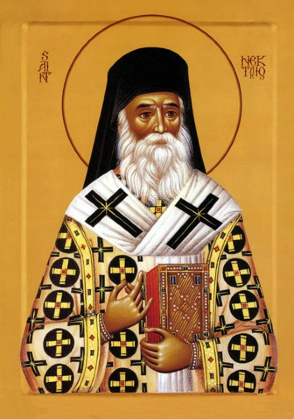 Orthodox Icon Saint Nektarios - 20th c. Serbian