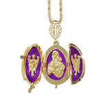 Orthodox Christian Jewelry Enamel Egg Locket Gold Plated with Austrian Crystals - 5 colors Available - Jewelry Egg Pendant - Pascha Easter Gift