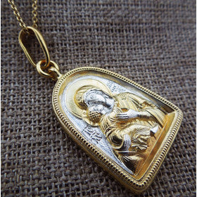 Medallion: Virgin of Vladimir Sterling Silver 925 22kt Gold Gilding